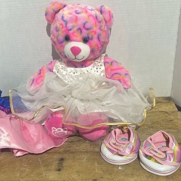 Build a bear‎ rainbow hearts bear with shoes and outfits clothing bundle - Picture 7 of 8
